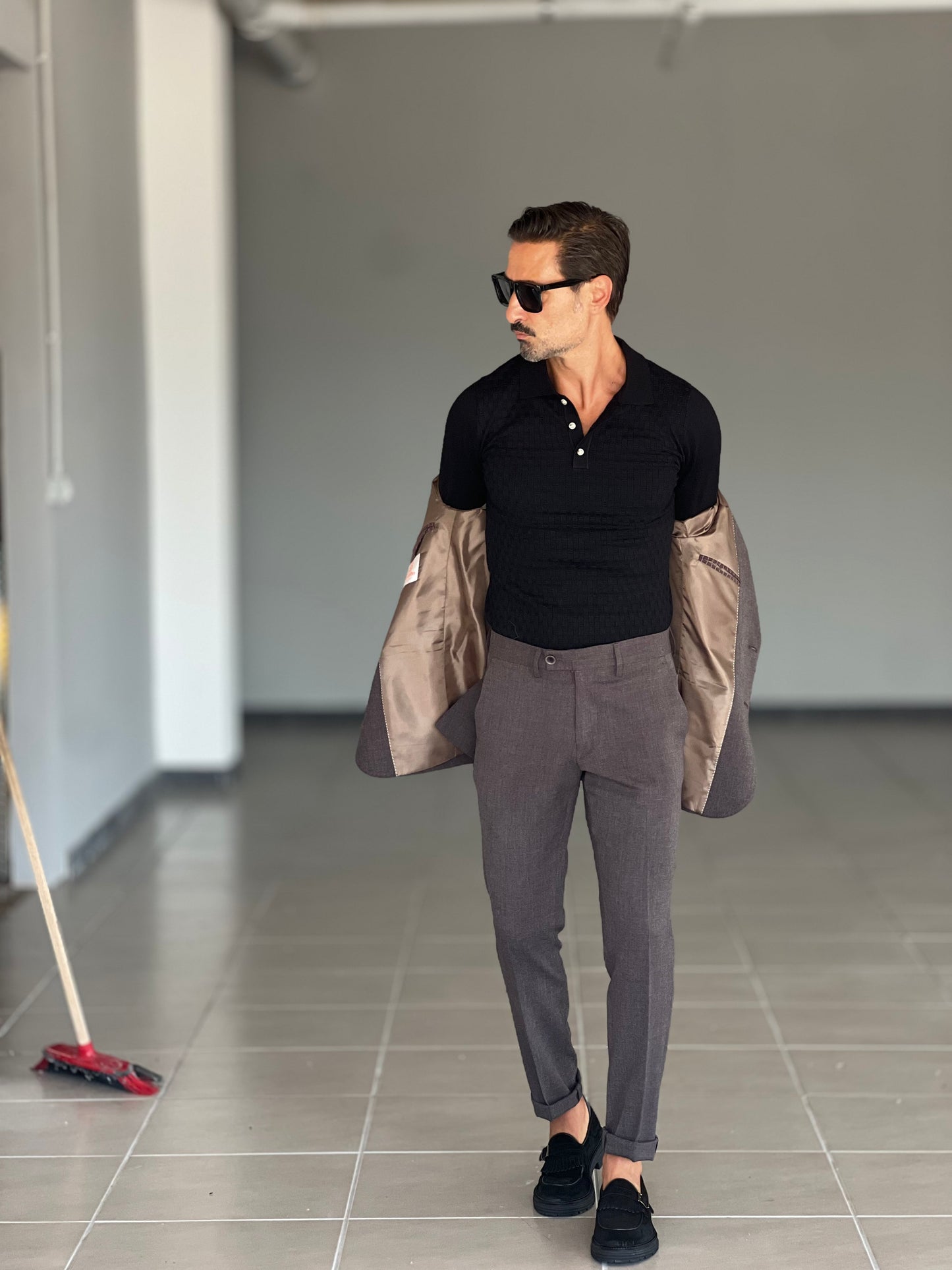 POLO NERA TRAMATA VISCOSA E MISTI