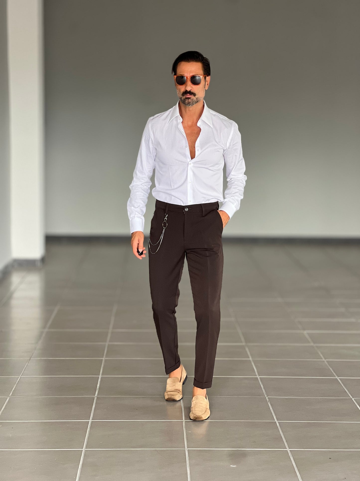 PANTALONE MORO VISCOSA E MISTI GAMBA DRITTA TASCA AMERICA