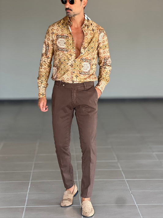 WHITE VISCOSE TROUSERS WITH REGULAR BOTTOM