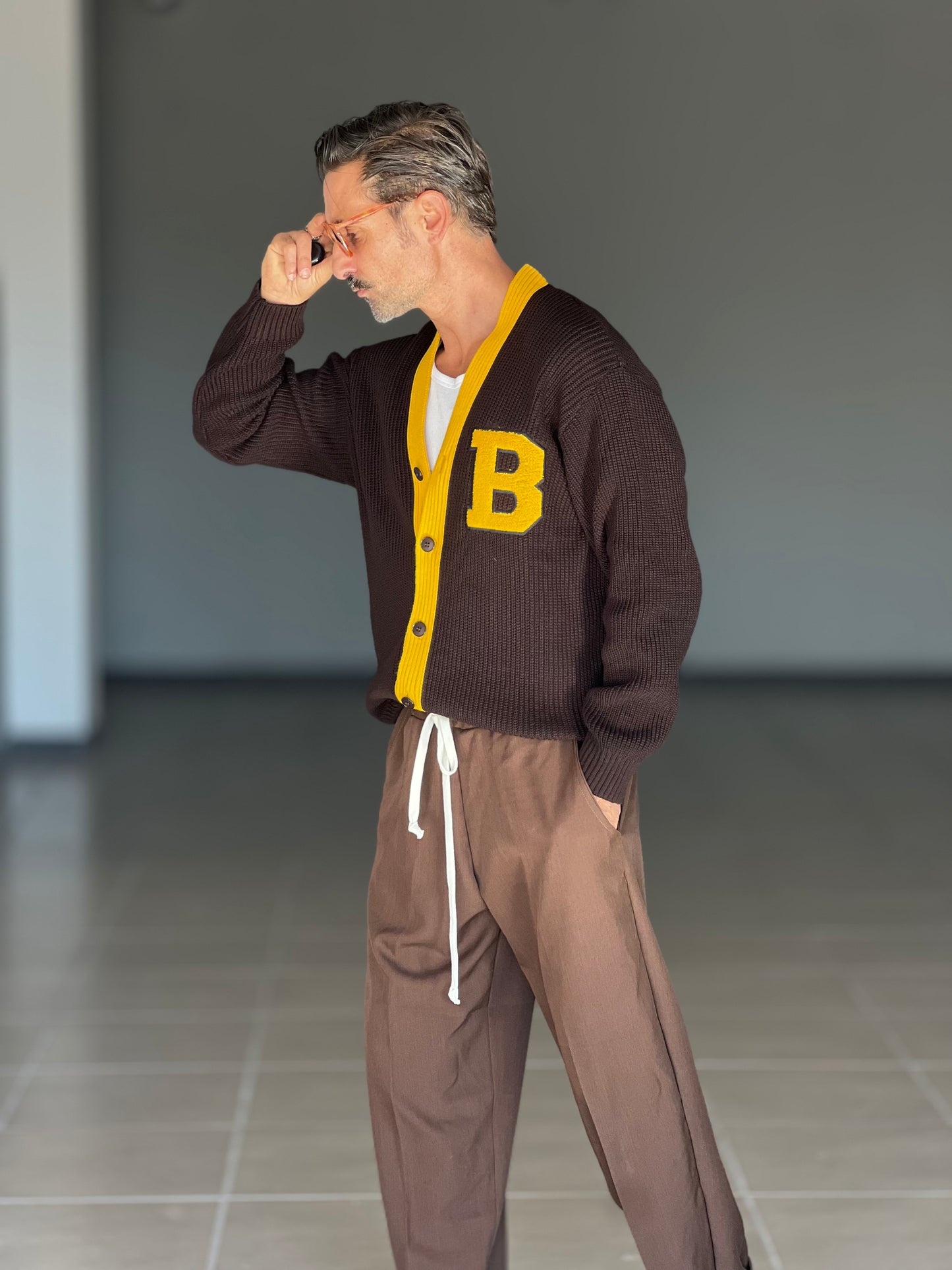 BLUE THREAD COTTON CREW NECK SWEATER