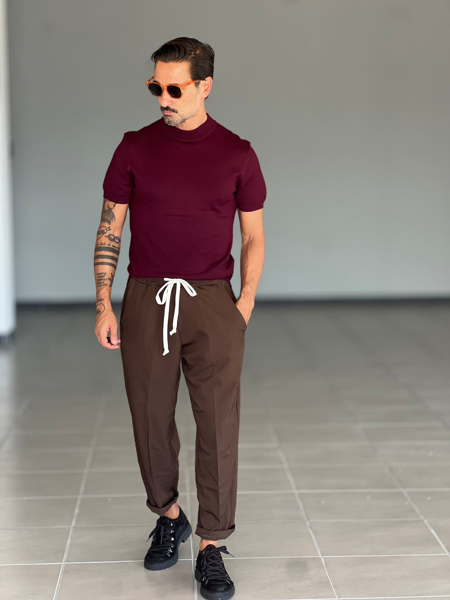 MAGLIA GIRO PRUGNA MEZZO COLLO VISCOSA E MISTI
