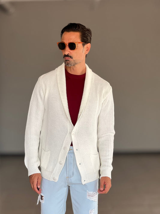 BEIGE COTTON OPEN CARDIGAN