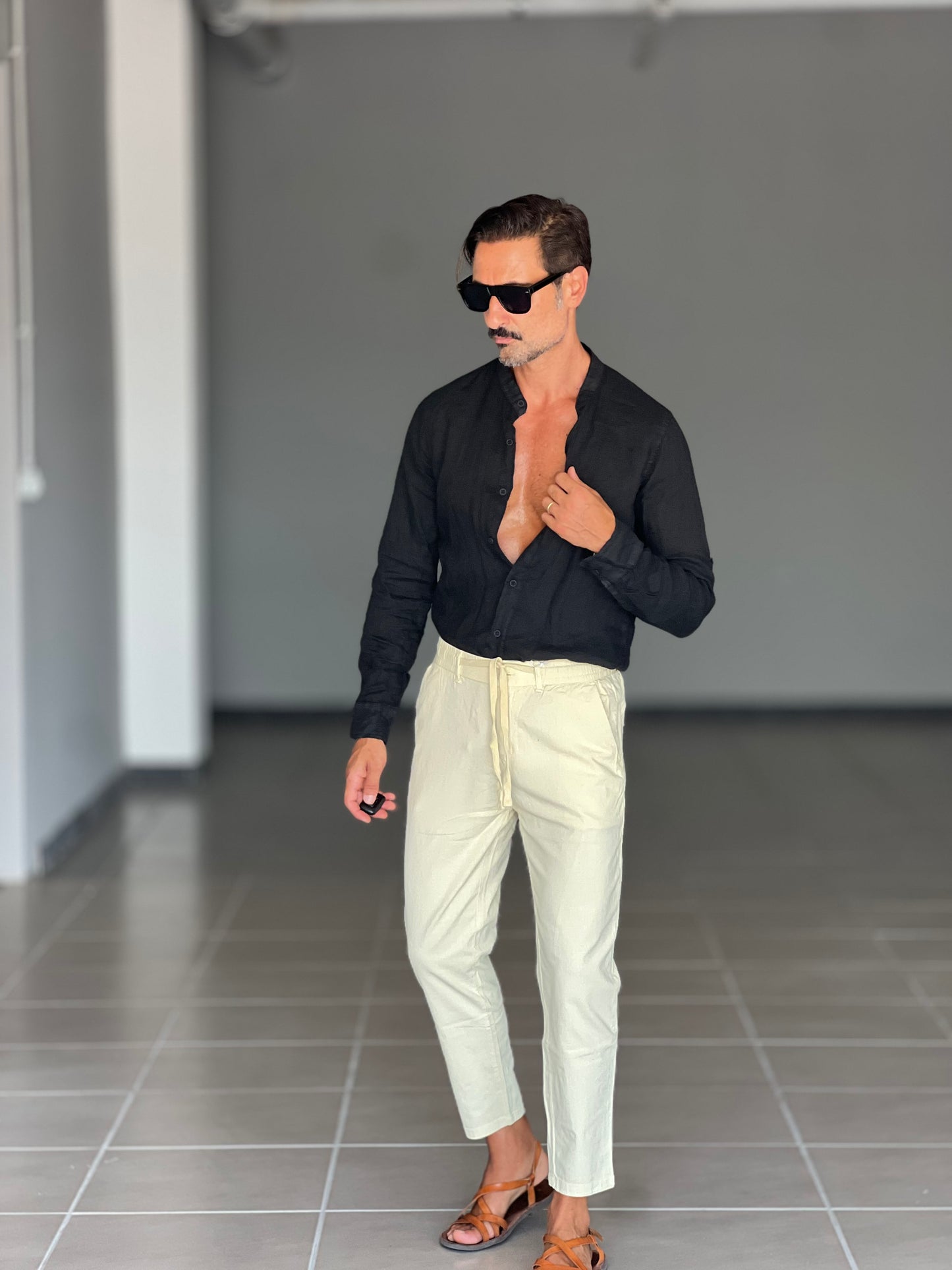 PANTALONE ESTIVO LIMONE EFFETTO LINO GARZATO