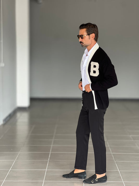 BLACK CHAIN VISCOSE TROUSERS