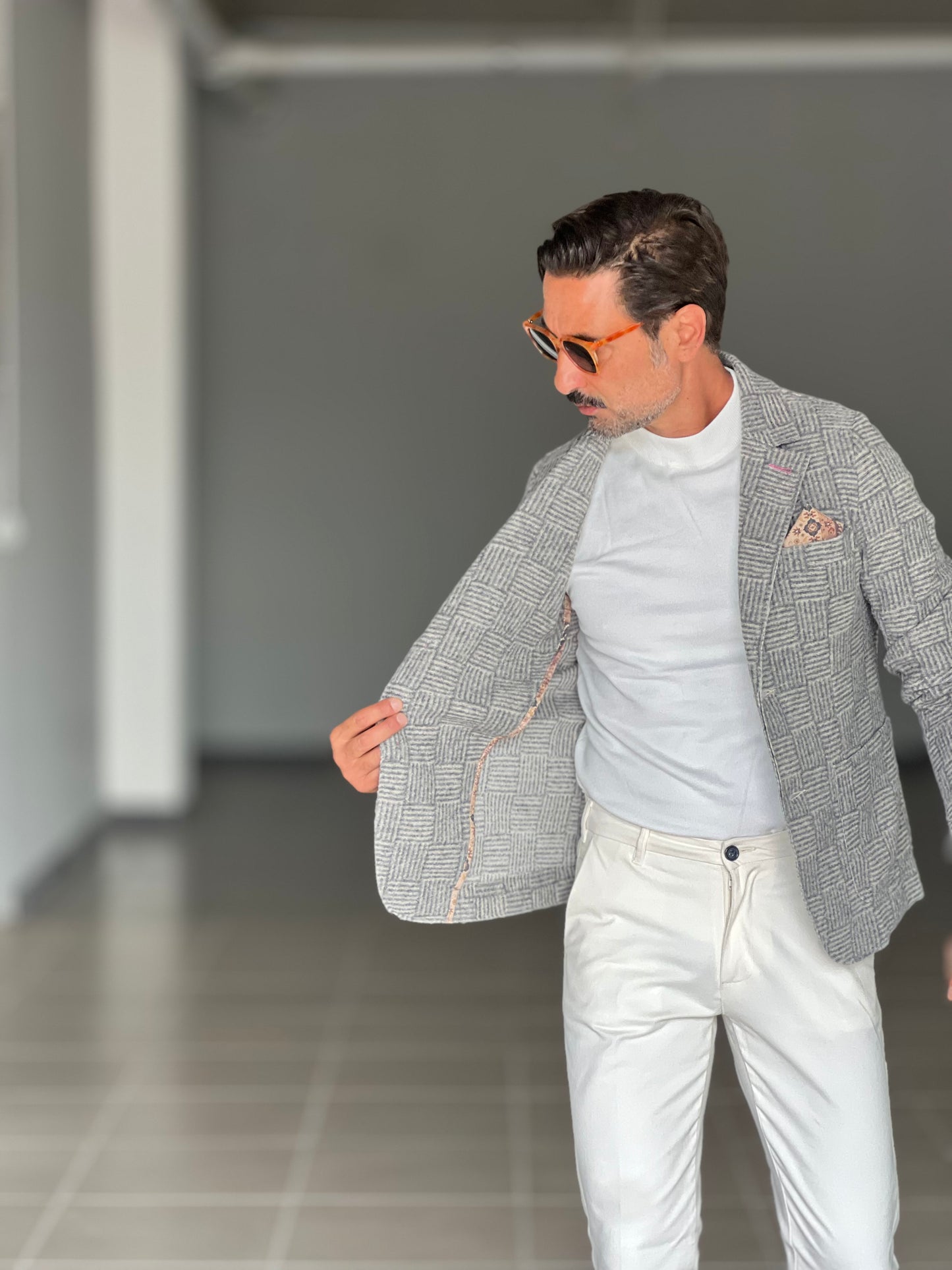 GIACCA KOON GALLES GRIGIO E BEIGE