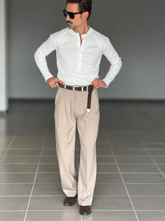 BLACK CHAIN VISCOSE TROUSERS