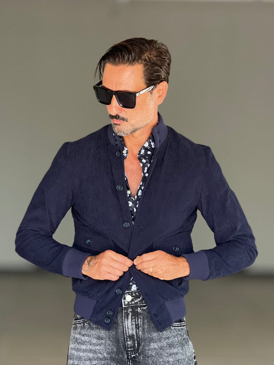 COLLEGE BLU VELLUTO MILLERIGHE