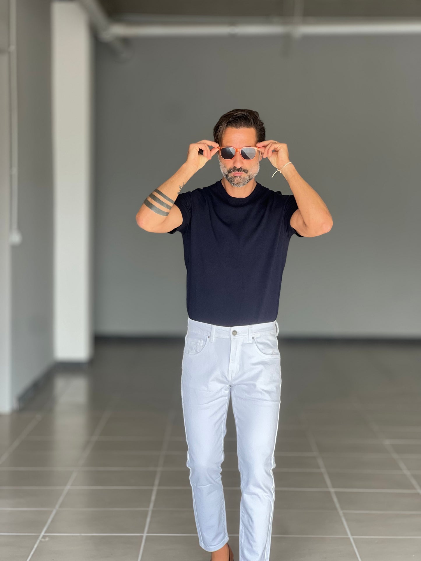 JEANS BIANCO COTONE ELASTICIZZATO
