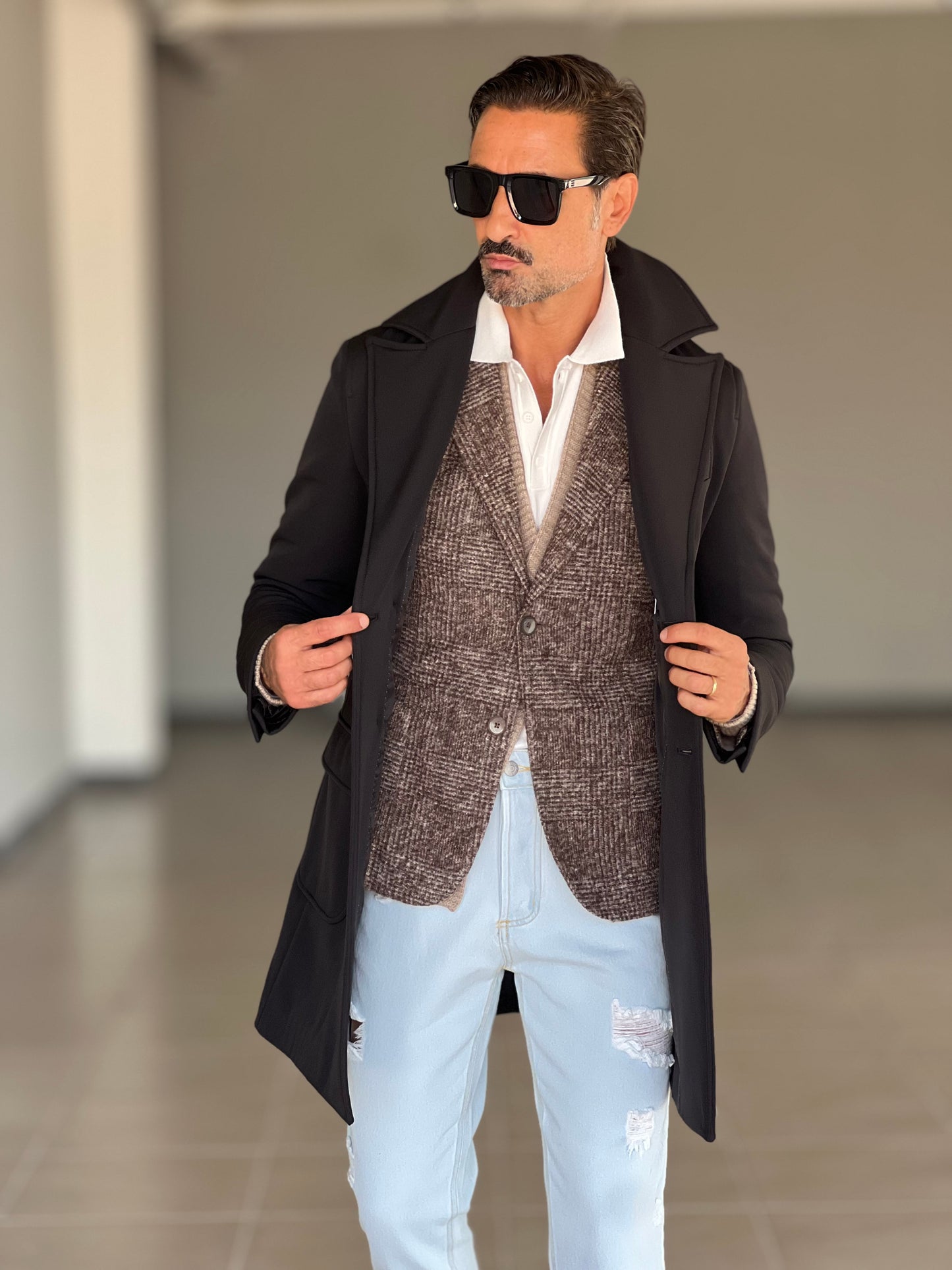 GIACCA TARTAN GRANDE MORO E BEIGE LANA E MISTI XAGON