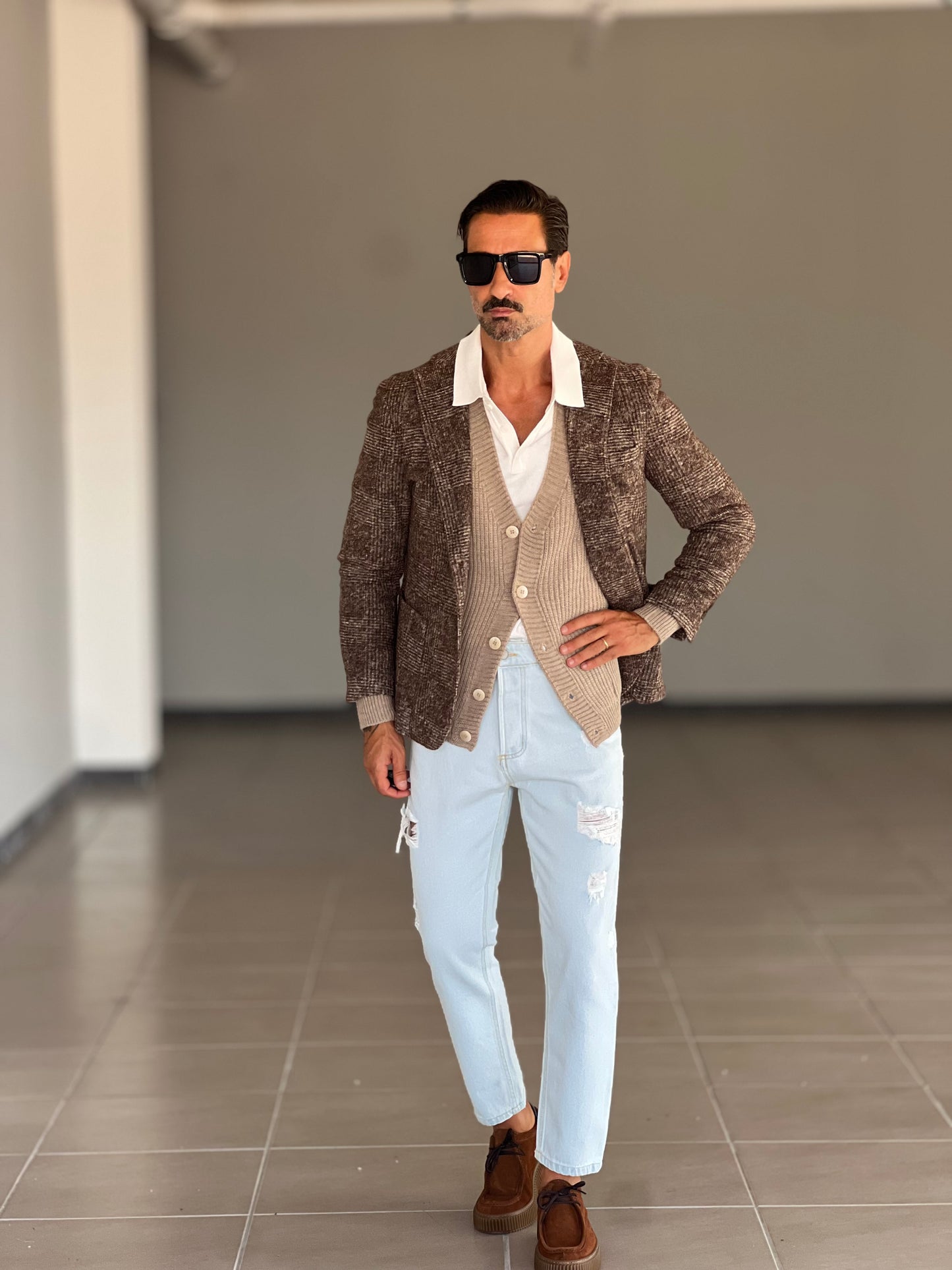 GIACCA TARTAN GRANDE MORO E BEIGE LANA E MISTI XAGON
