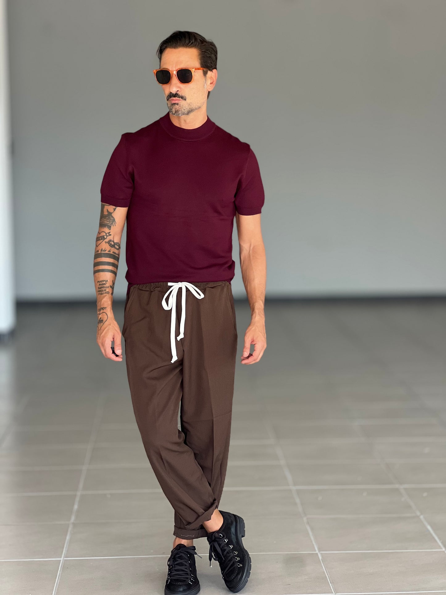 MAGLIA GIRO PRUGNA MEZZO COLLO VISCOSA E MISTI