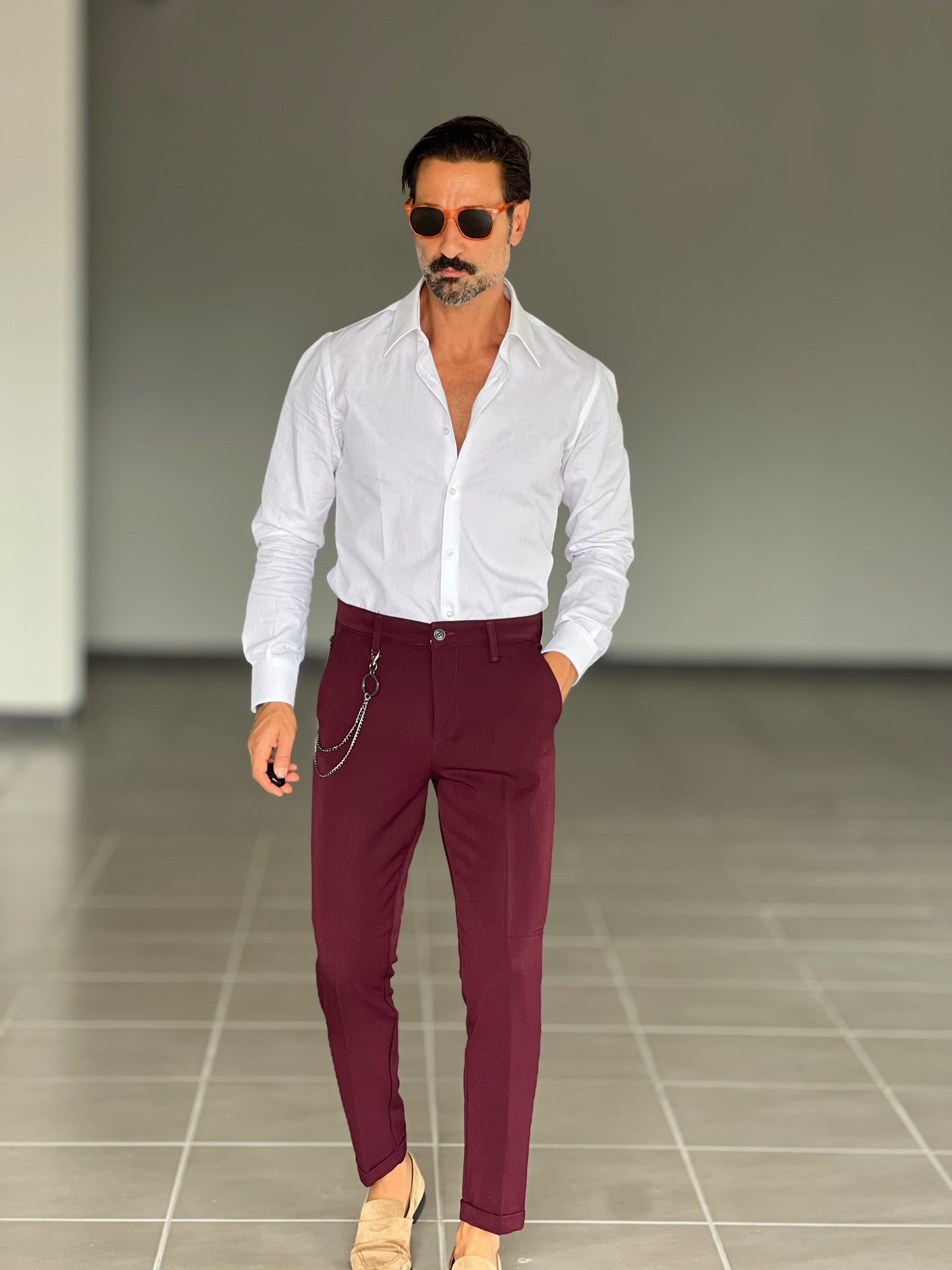 PANTALONE PRUGNA VISCOSA E MISTI GAMBA DRITTA TASCA AMERICA