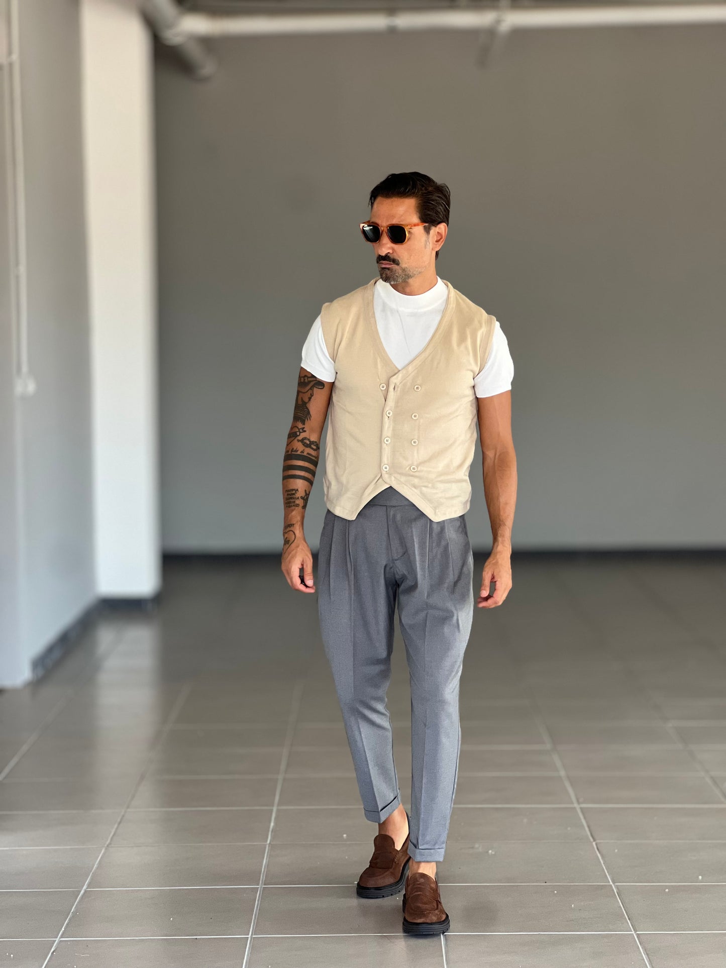 GILET MAGLIA CREMA DOPPIOPETTO