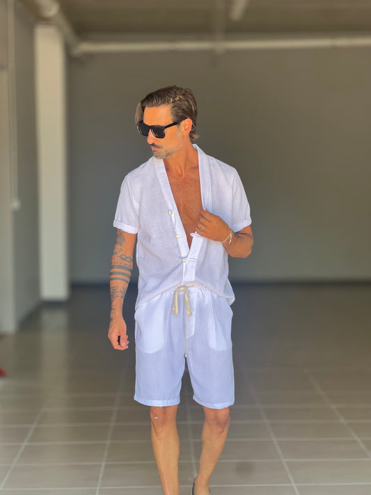 COORDINATO BIANCO CREP CON BERMUDA