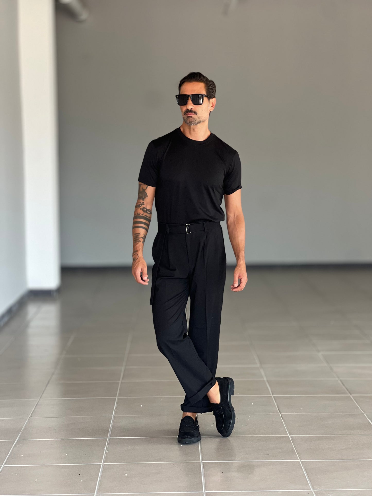 T SHIRT NERA COTONE FILO DI SCOZIA