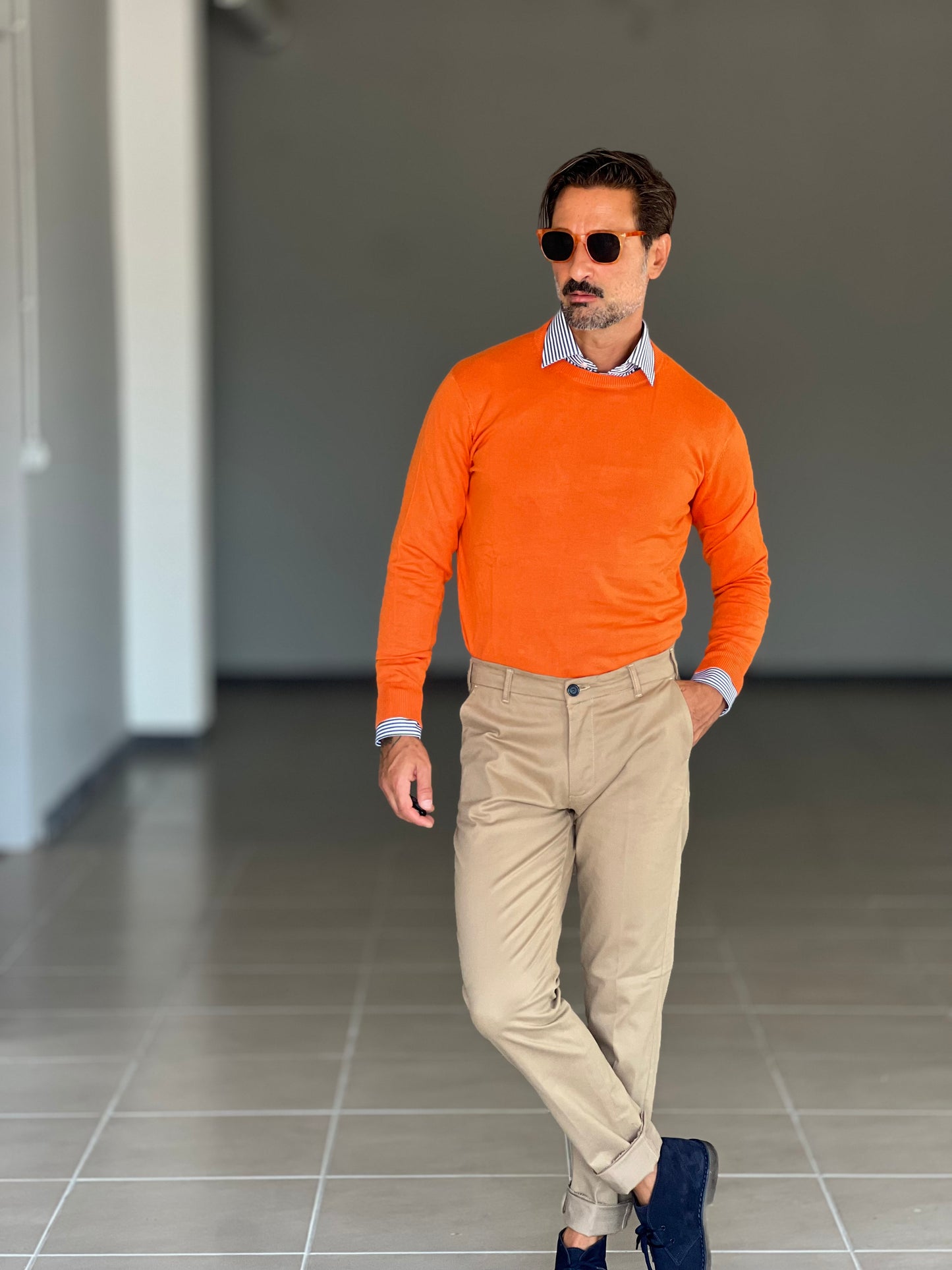 MAGLIA GIRO ARANCIO 2 FILI VISCOSA E MISTI
