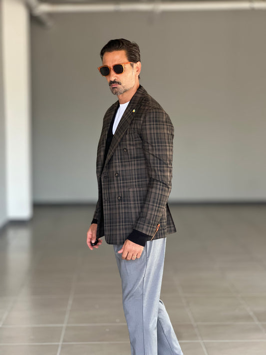 GIACCA DOPPIPPETTO MORO E NERO TARTAN