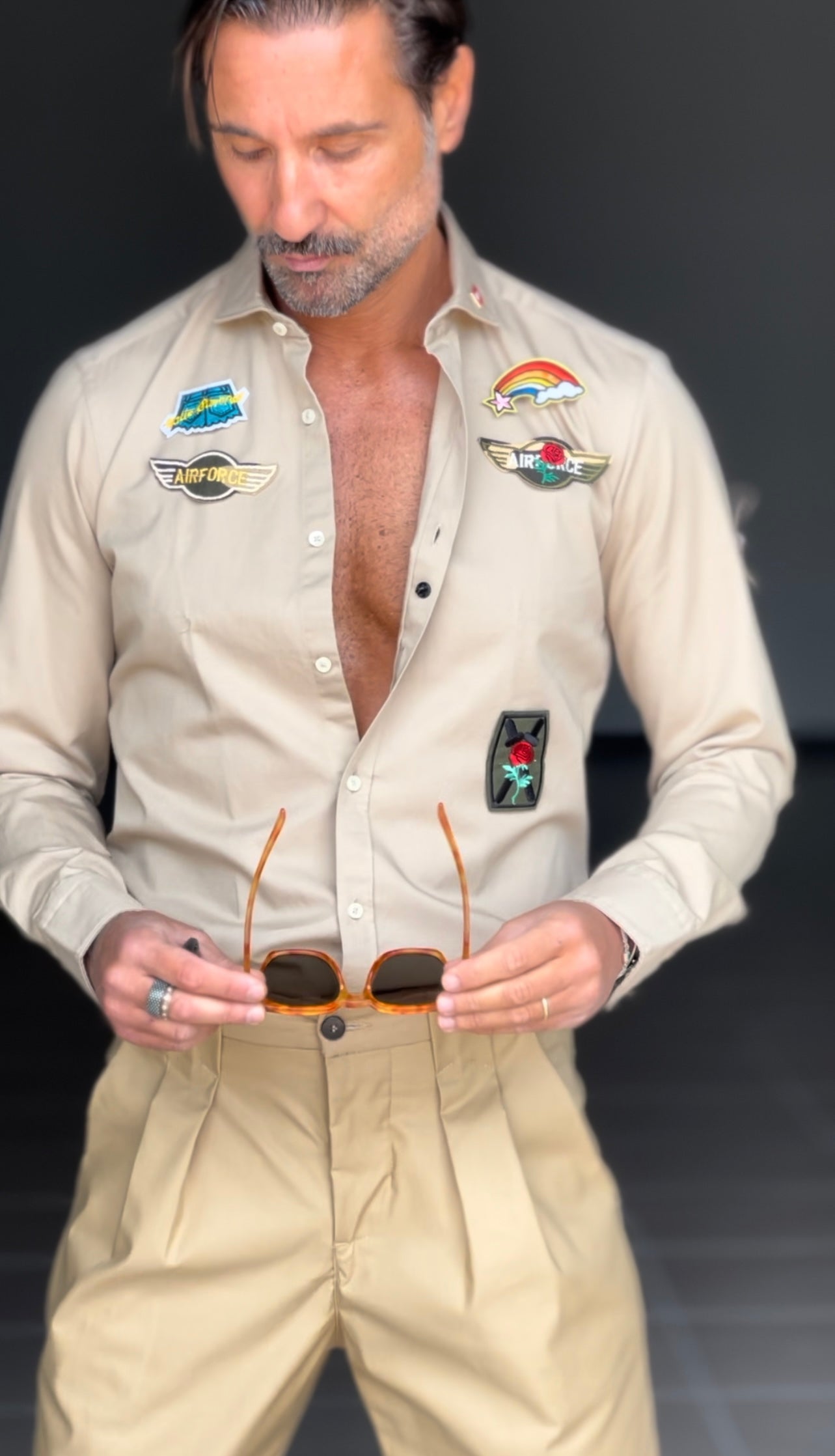 CAMICIA DEPOT CAMMELLO COTONE LAVATO STONE WASHED PATCH (OGNI TAGLIA HA TOPPE DIFFERENTI CI VOGLIONO 3 GIORNI PER ASSEMBLARE LA CAMICIA