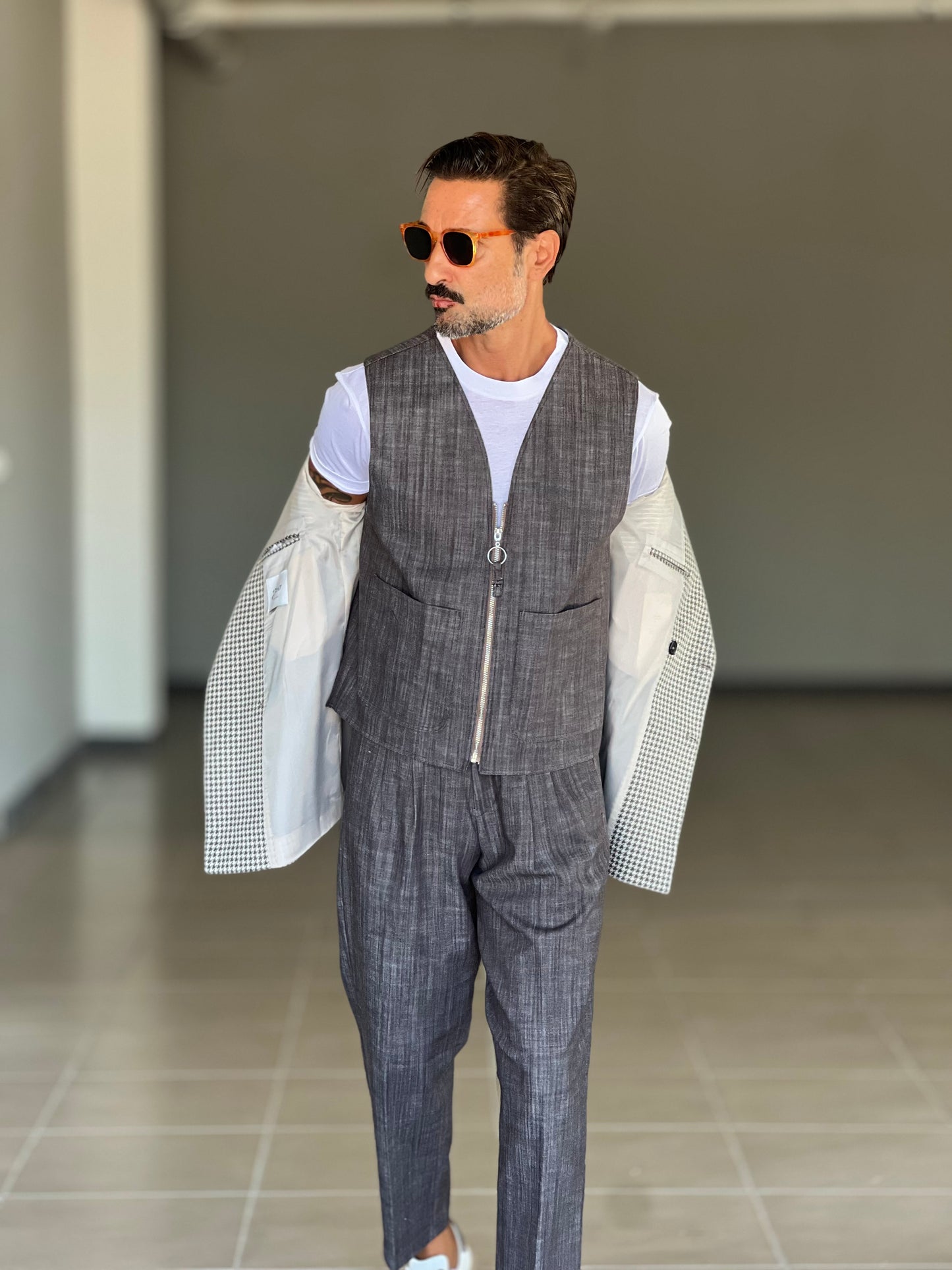 GILET MORO FIAMMATO ZIP STONDATO PETRO'