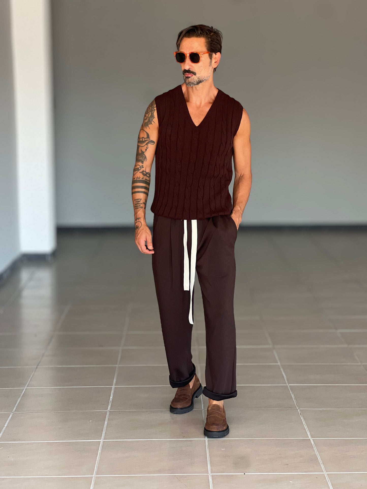 GILET MAGLIA MORO TRECCIA INGLESE
