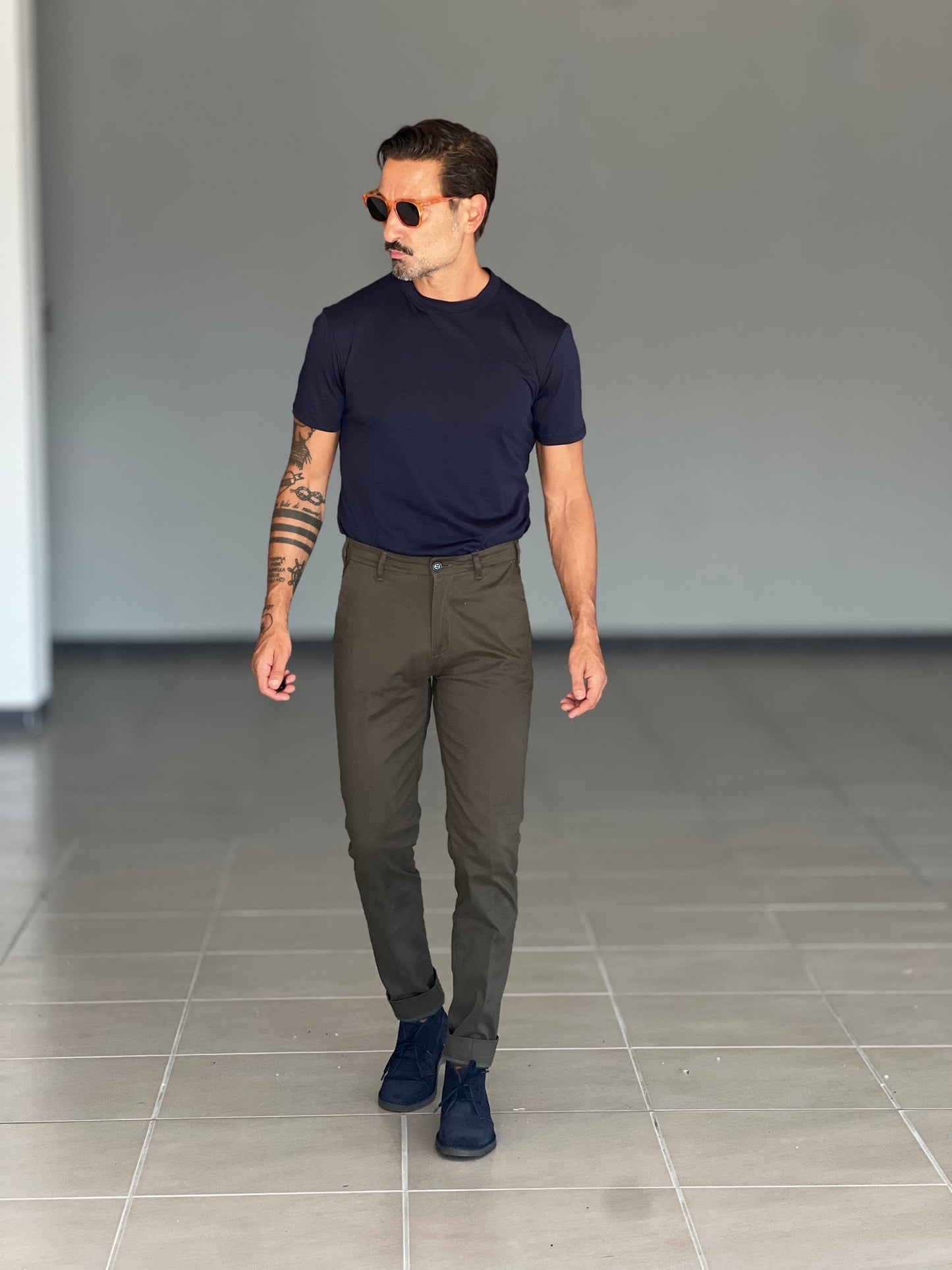 PANTALONE VERDONE GABARDINE DI COTONE