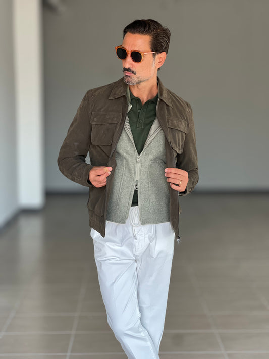 ECO-LEATHER BIKER WITH BLACK ON BLACK STUD