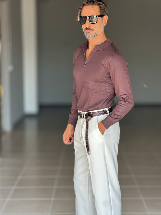 POLO MORO RASATA ZIP VISCOSA E MISTI