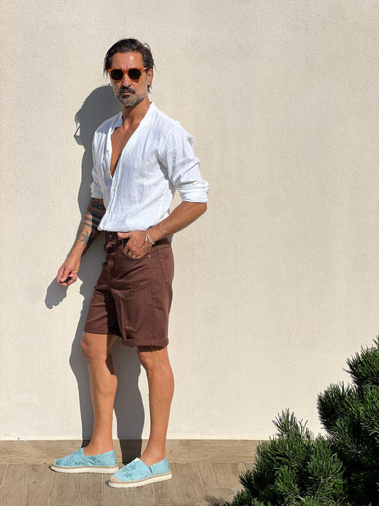 BERMUDA DENIM MORO ROTTURE