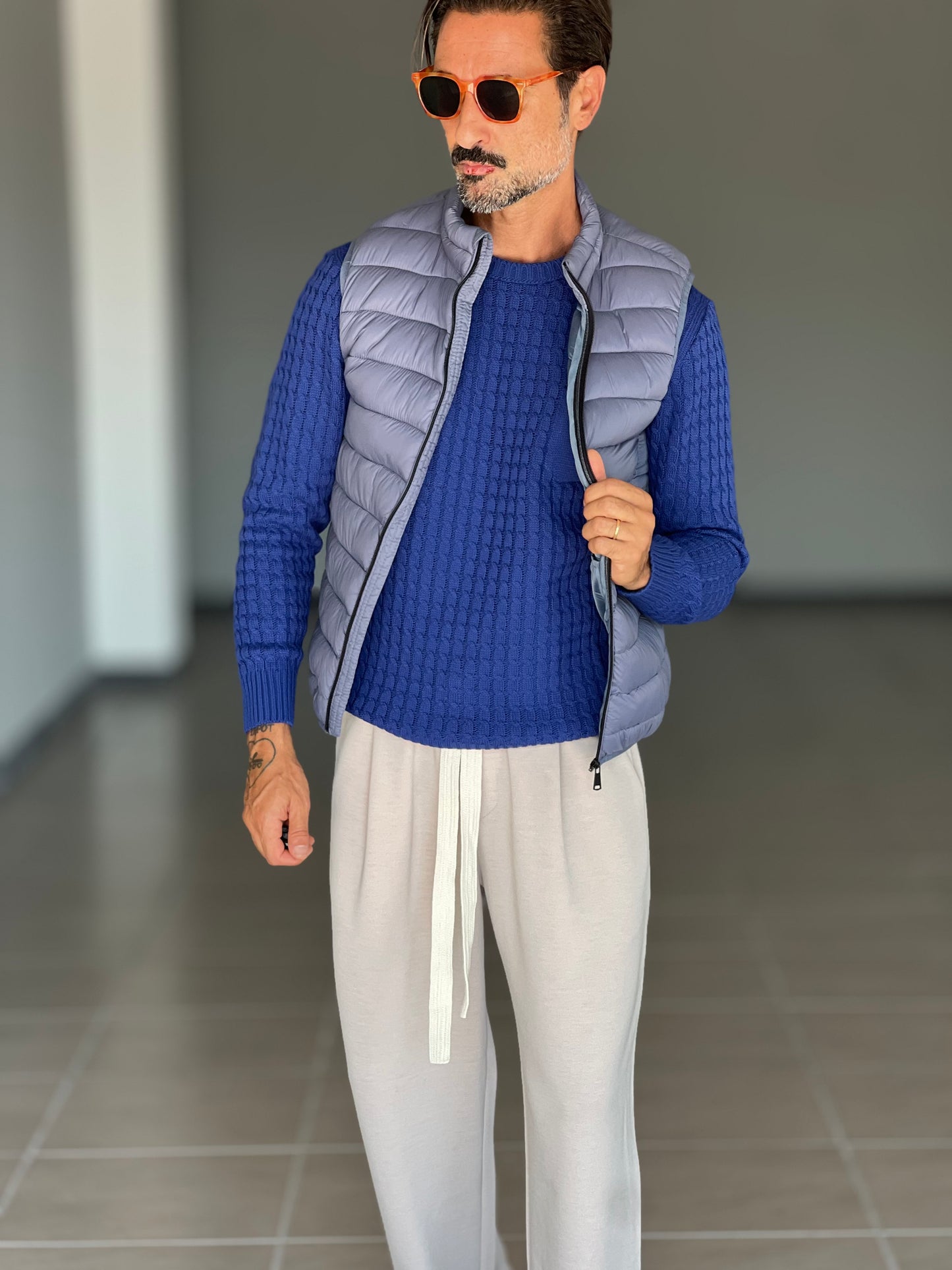 GILET PIUMINO CELESTE MARE
