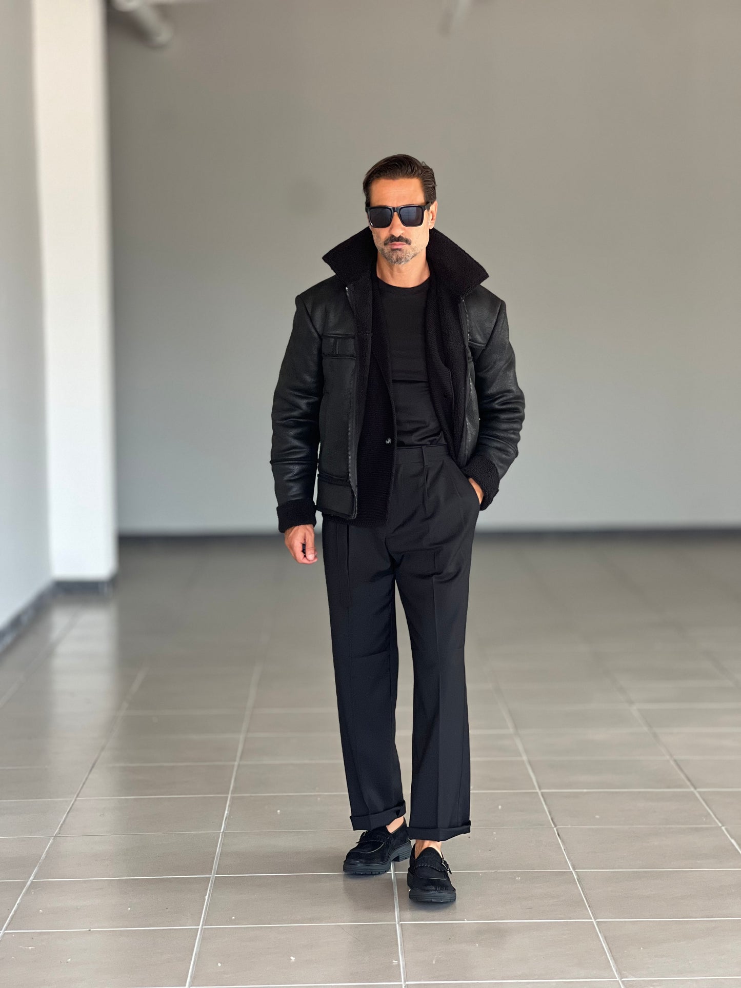STILOSOPHY PERFORATED DARK ECO-LEATHER BIKER