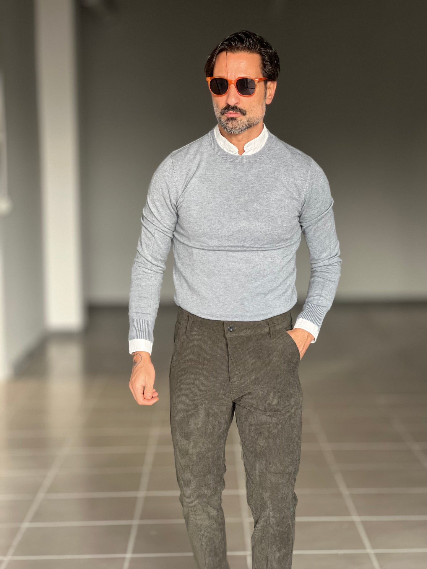 PANTALONE VERDE VELLUTO MILLERIGHE GAMBA DRITTA TASCA AMERICA