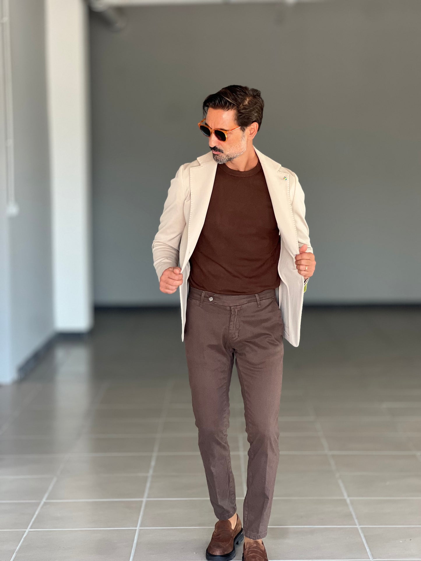 BLUE THREAD COTTON CREW NECK SWEATER