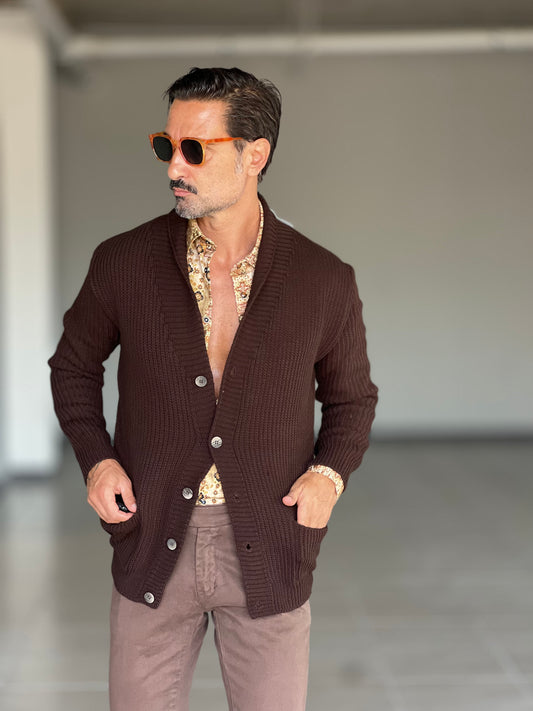 BEIGE COTTON OPEN CARDIGAN