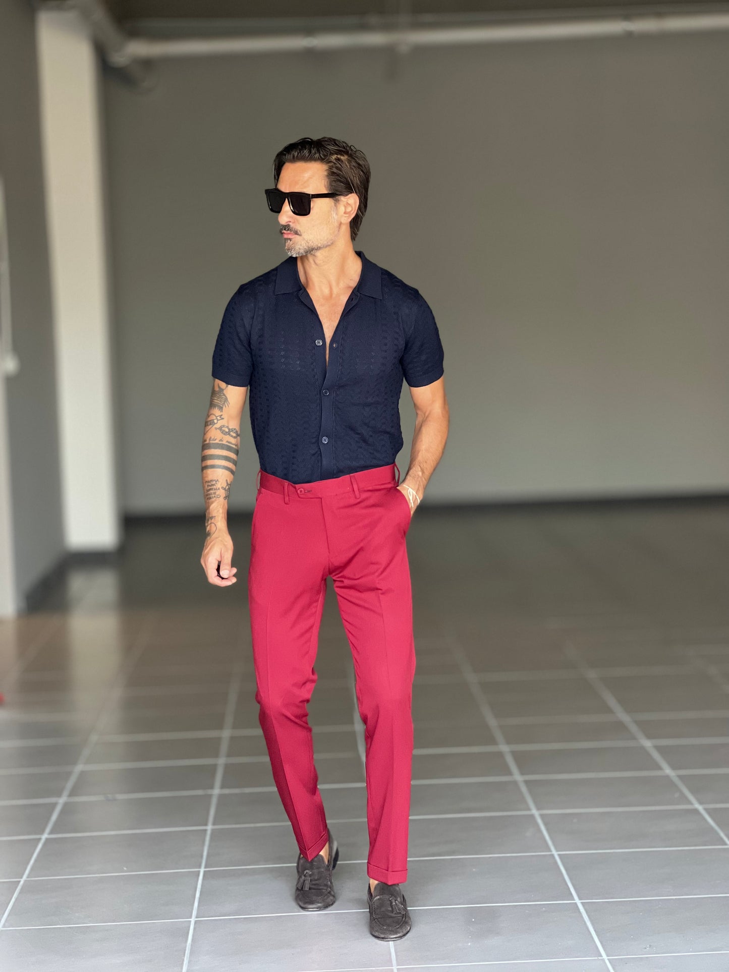 PANTALONE ROSSO VISCOSA E MISTI