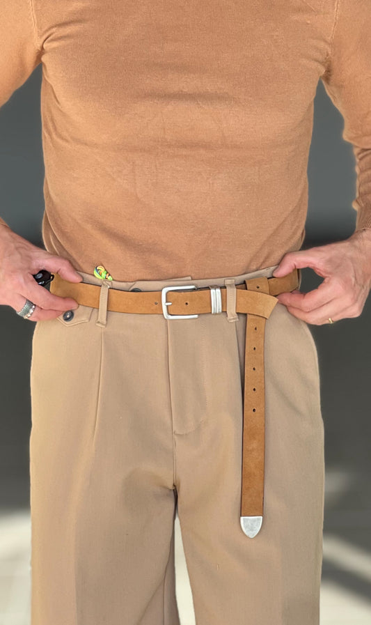 CINTURA CAMOSCIO CUOIO FIBIA PICCOLA