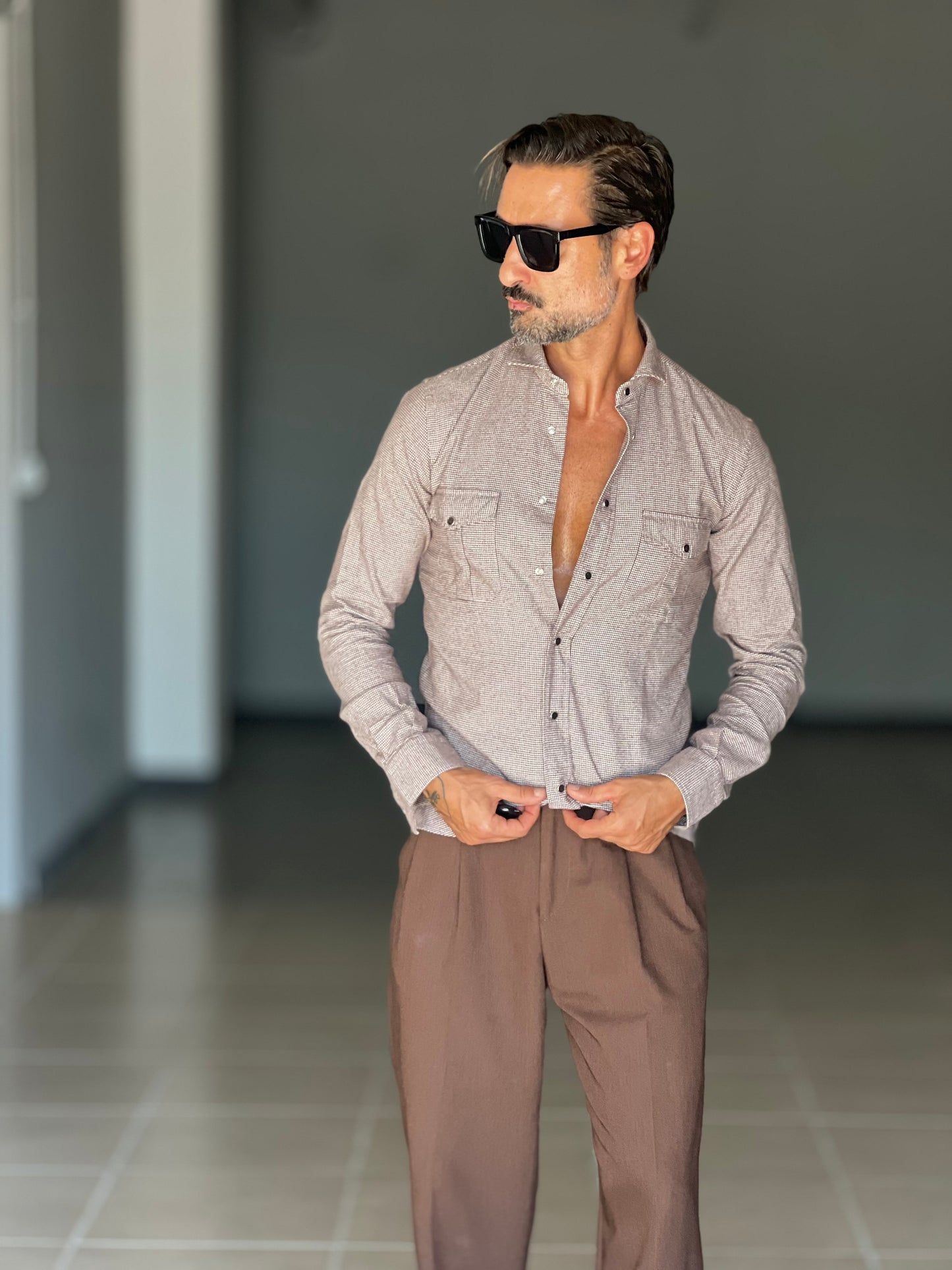CAMICIA DEPOT TEXANA MICROFANTASIA MORO