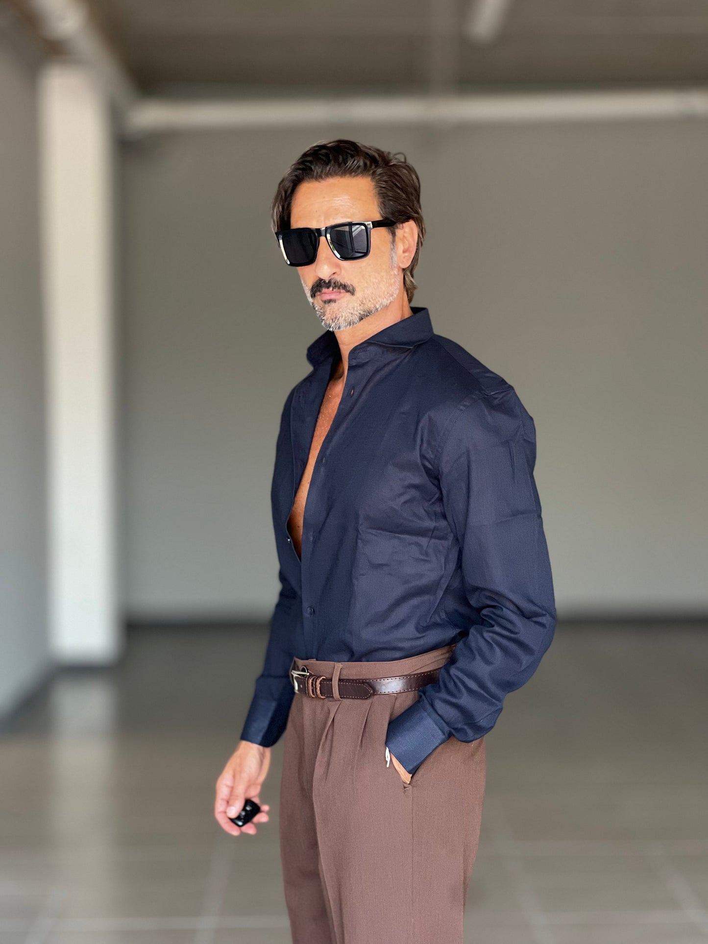CAMICIA BLU 100%LINO