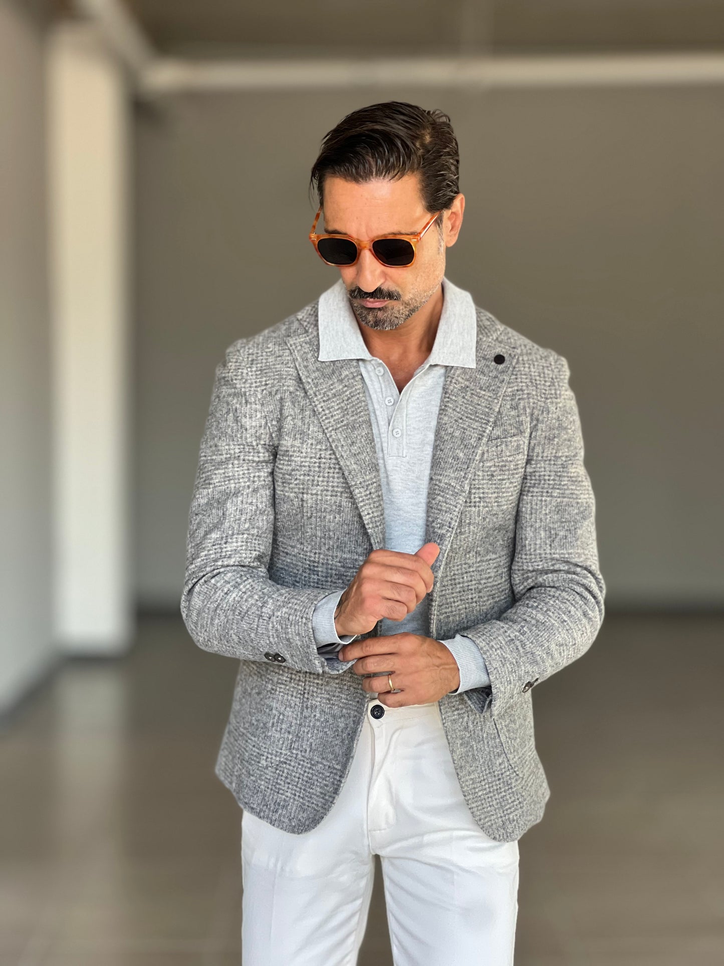 POLO GRIGIO CHIARO RASATA VISCOSA E MISTI