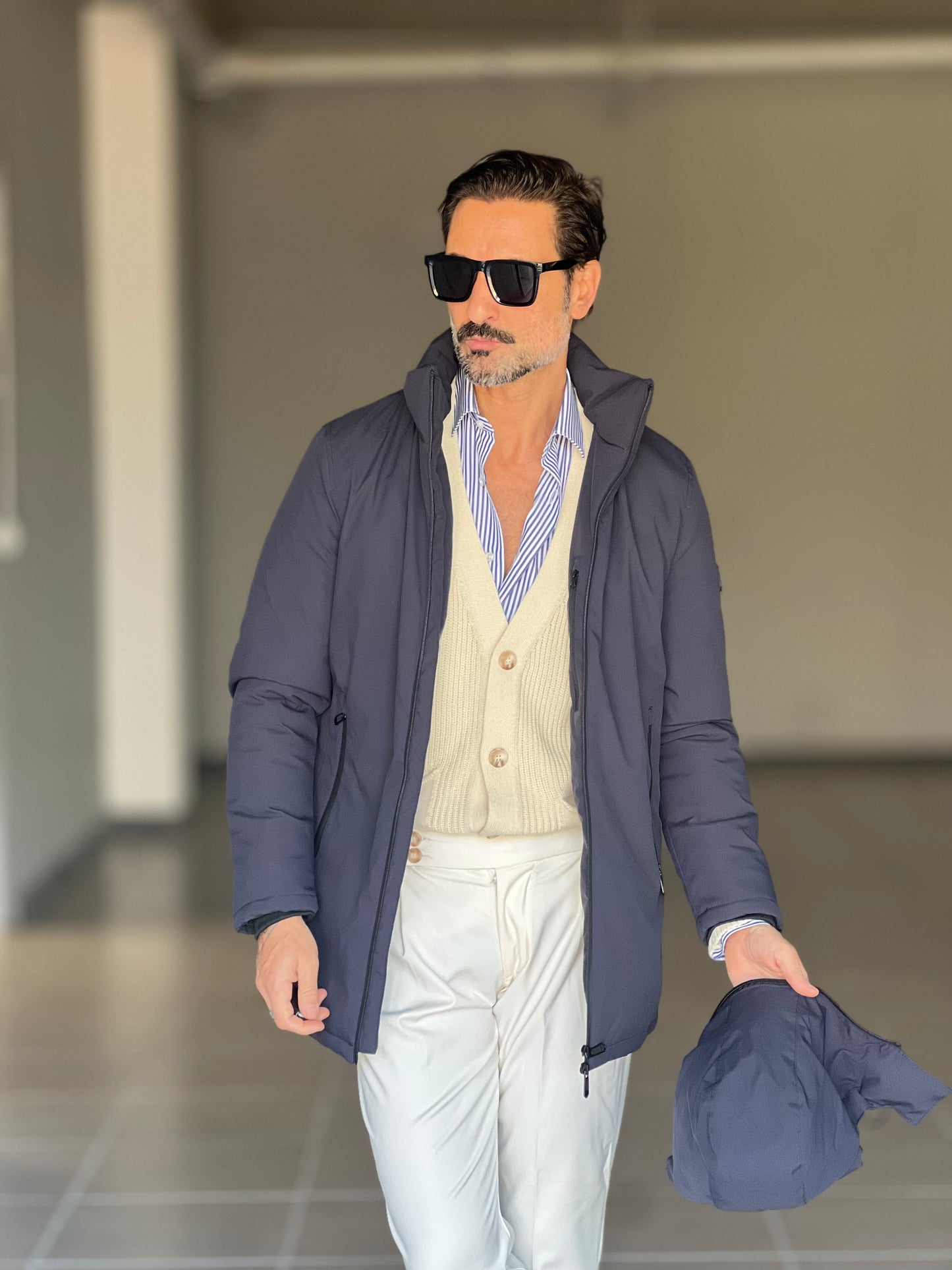 PARKA HAPPER BLU TESSUTO TECNICO ZIP TERMOSALDATE