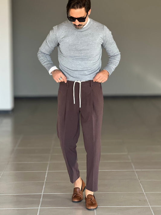 BLACK CHAIN VISCOSE TROUSERS