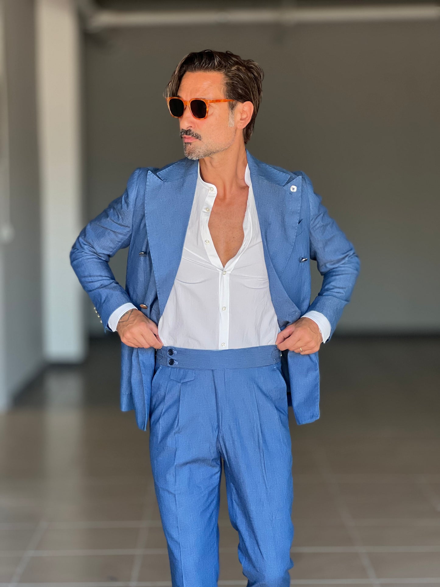 ABITO DENIM DOPPIOPETTO PANTALONE VITA ALTA