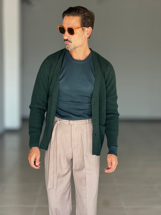 CARDIGAN VERDE MAGLIA INGLESE