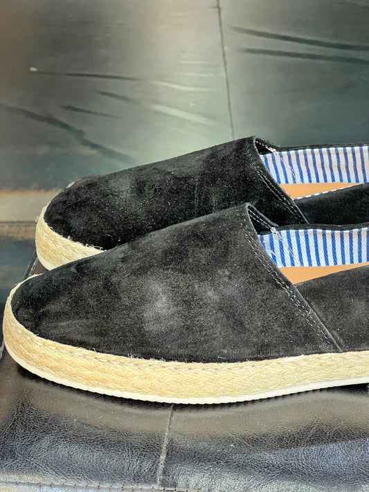 MOCASSINO CAMOSCIO NERO FONDO PAGLIA E GOMMA