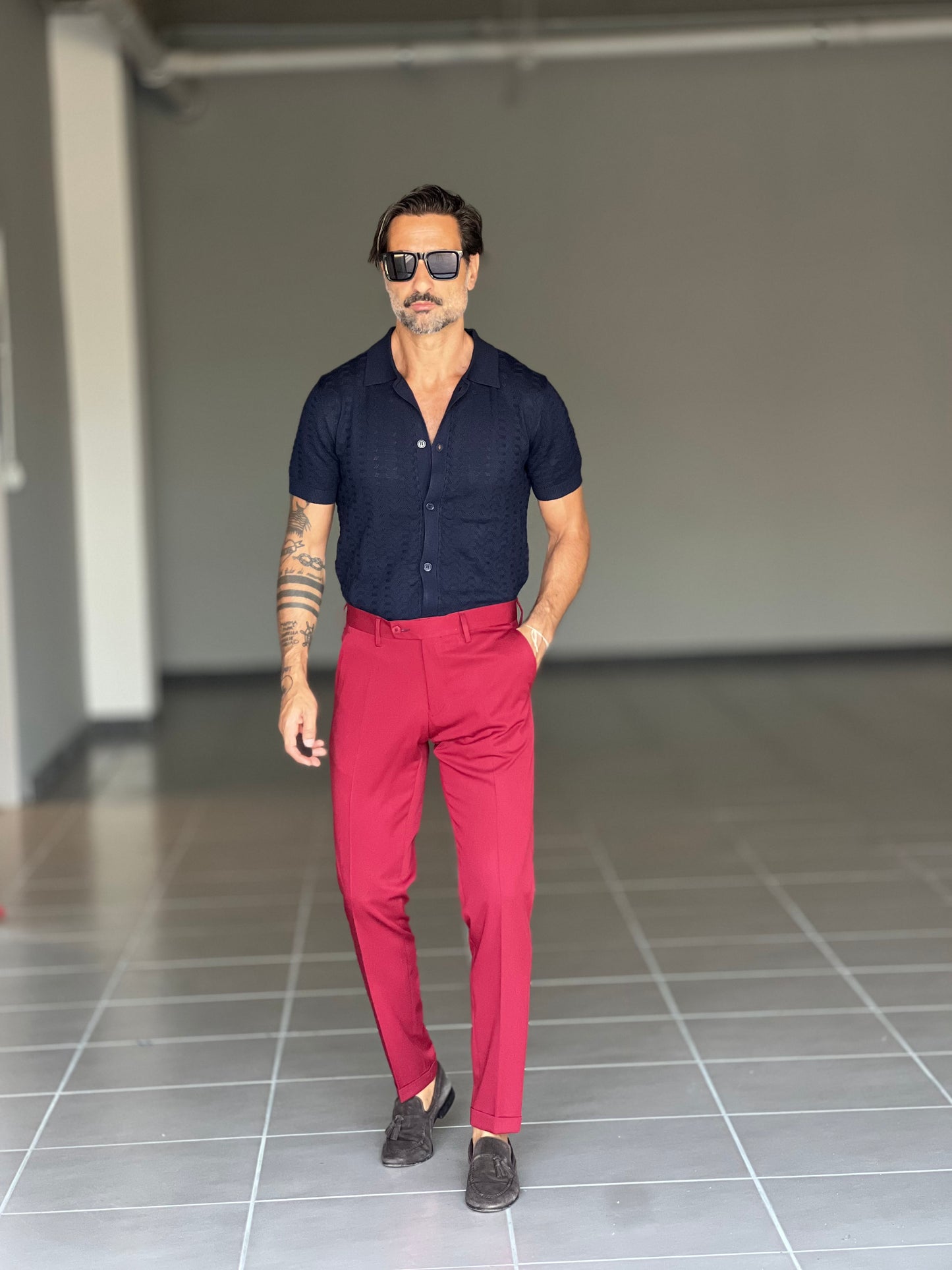 PANTALONE ROSSO VISCOSA E MISTI