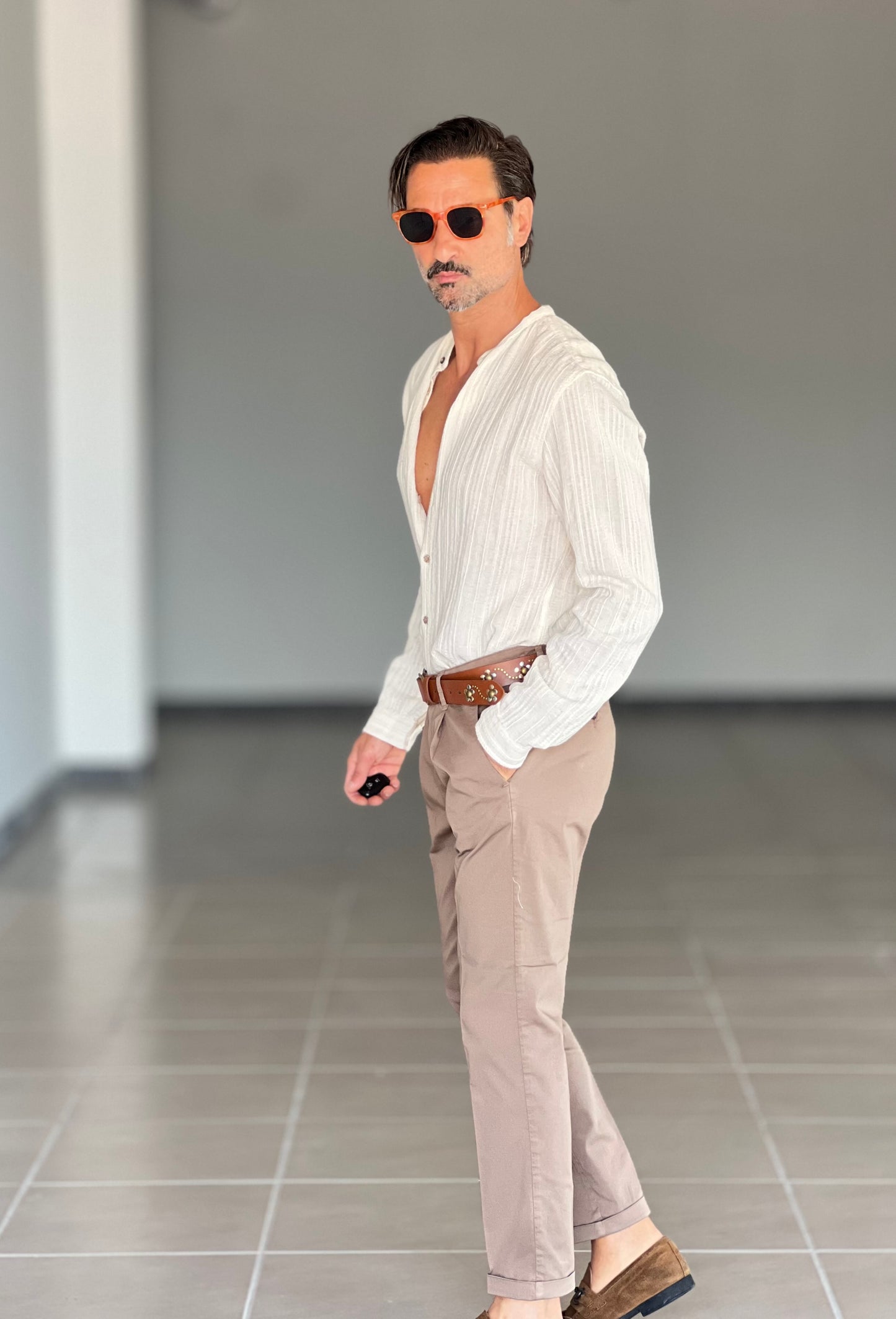 PANTALONE COTONE TABACCO RASATO TASCA AMERICA
