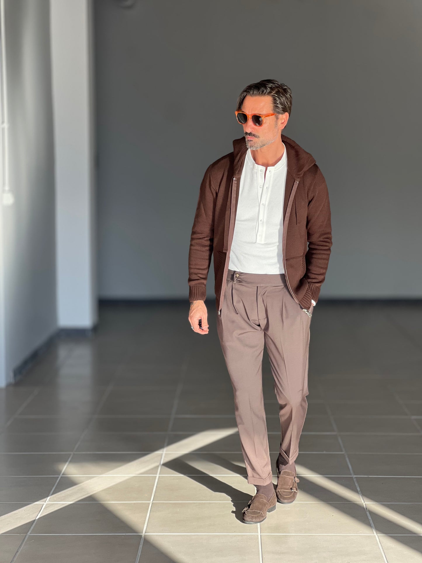 BEIGE COTTON OPEN CARDIGAN