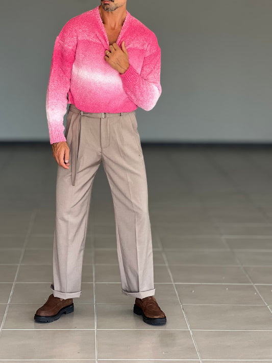 PANTALONE FONDO AMPIO TORTORA CINTURA VISCOSA E MISTI