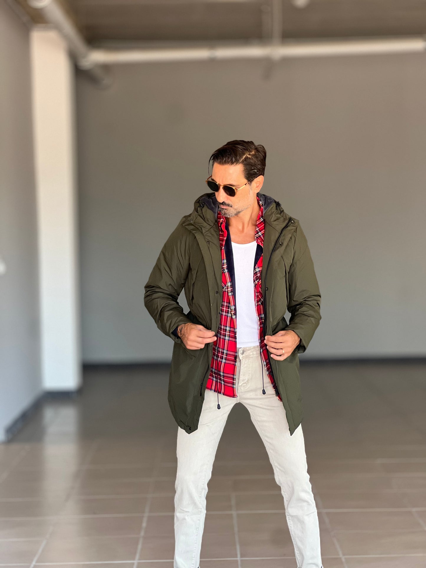 BLUE HIGH NECK COAT