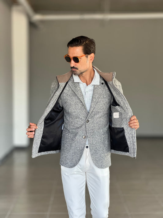 PIUMINO TARTAN GRIGIO LANA E MISTI PANNO XAGON