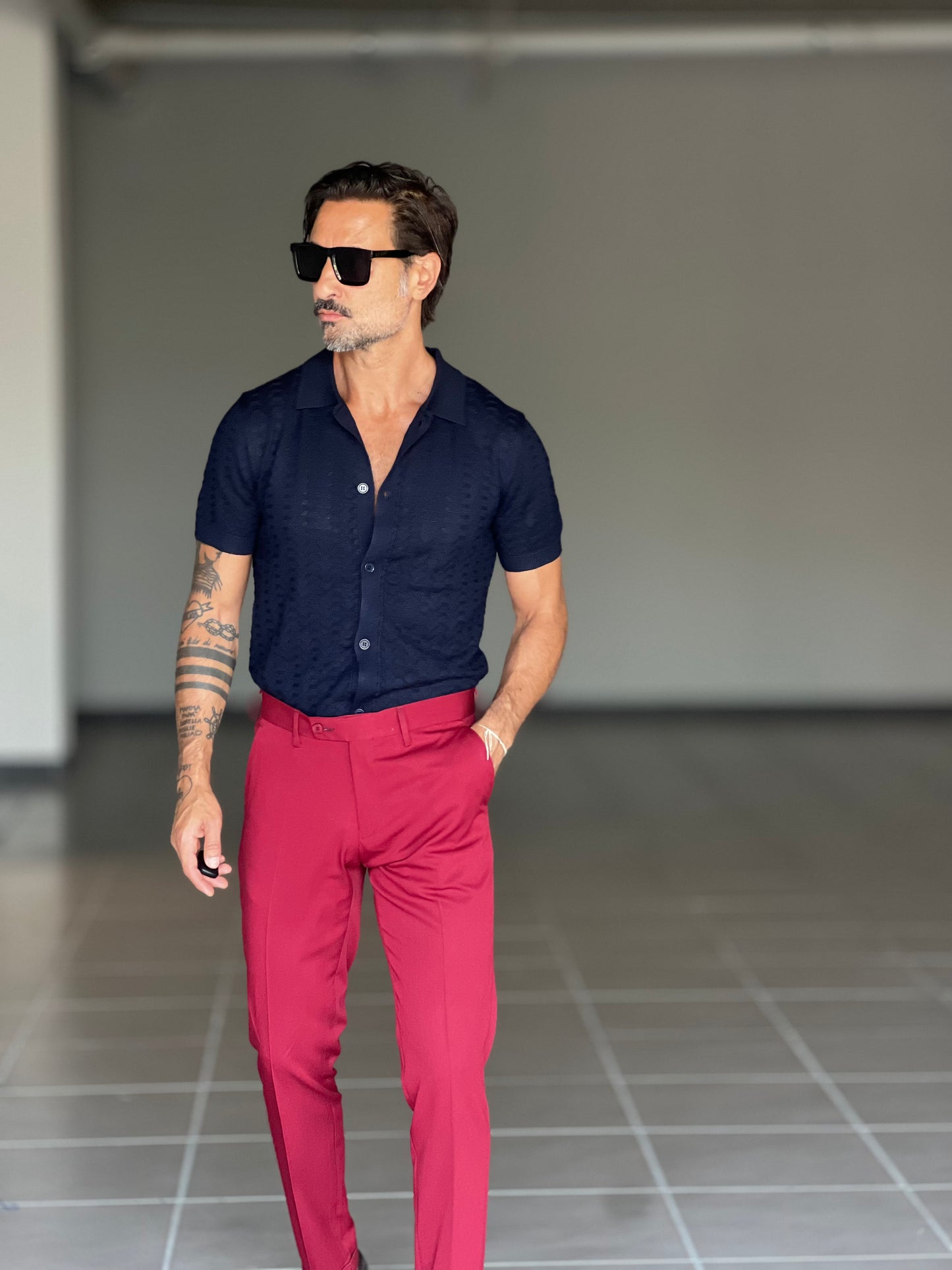PANTALONE ROSSO VISCOSA E MISTI